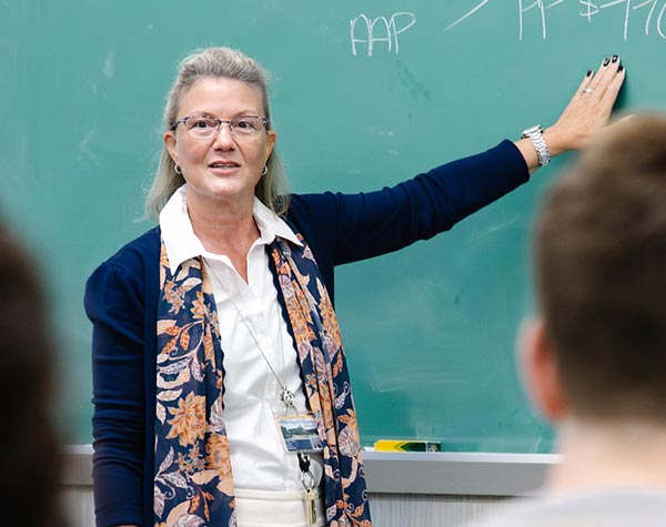 Photo of Marti Fusco in classroom.