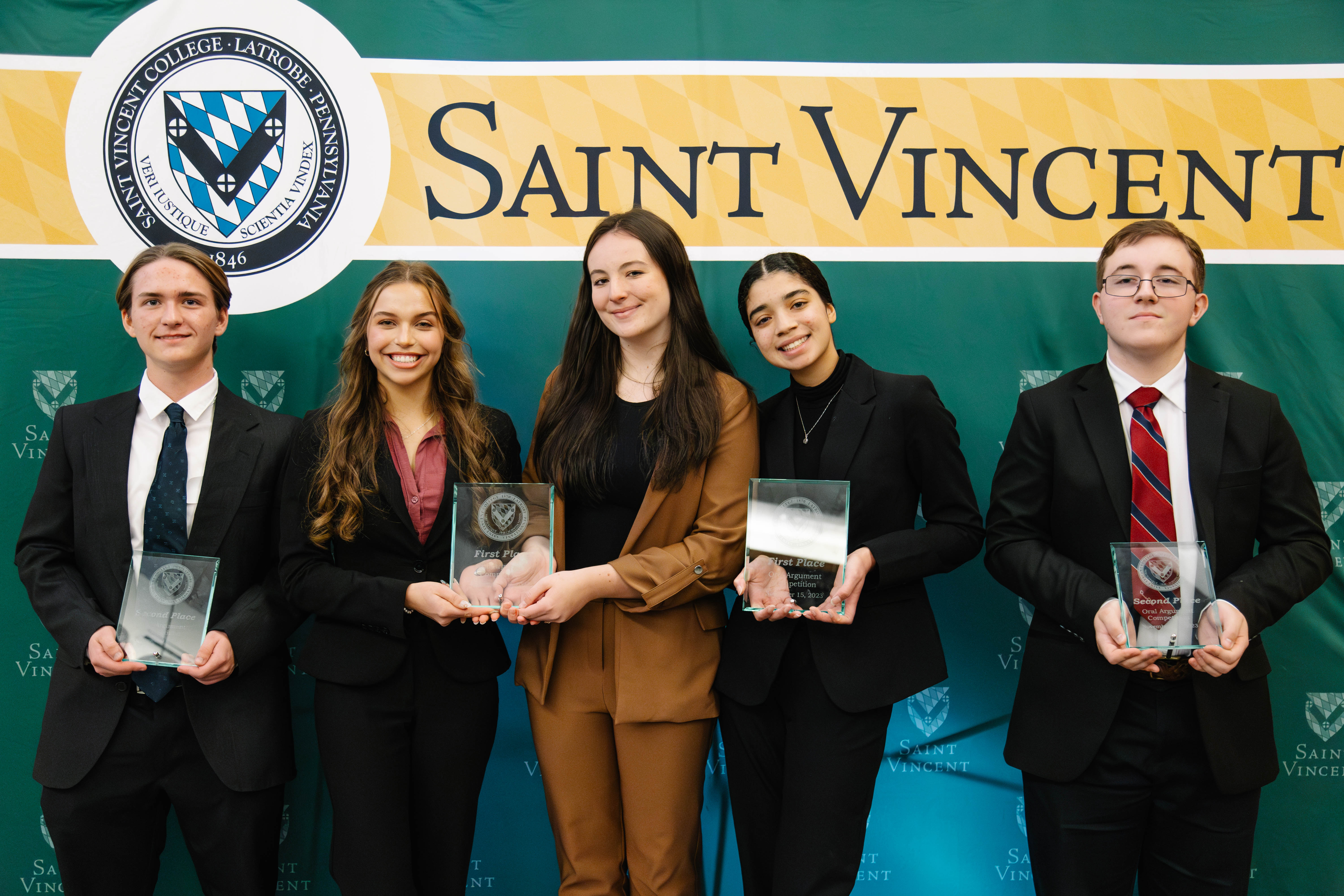 Mock trial winners with awards