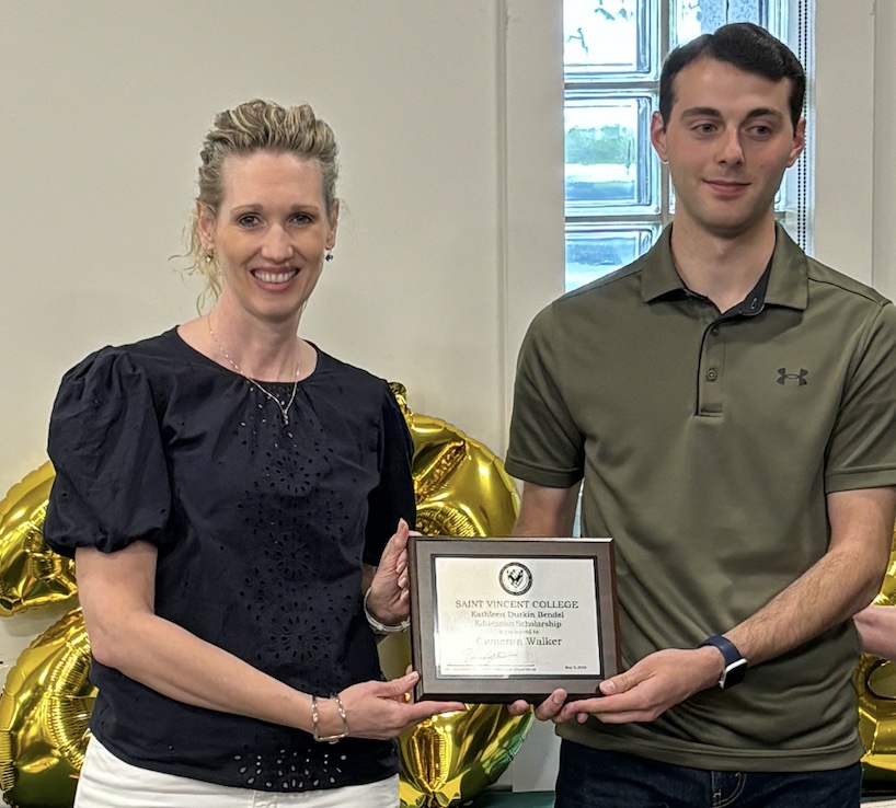 Kathleen Durkin Bendel Education Scholarship winner Cameron Walker (right) with Allie Arendas, daughter of Kathleen Durkin Bendel