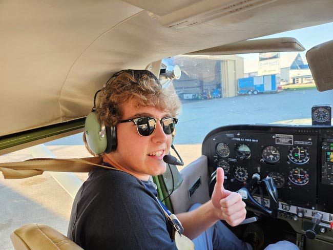 Nicholas Sikorski in the cockpit