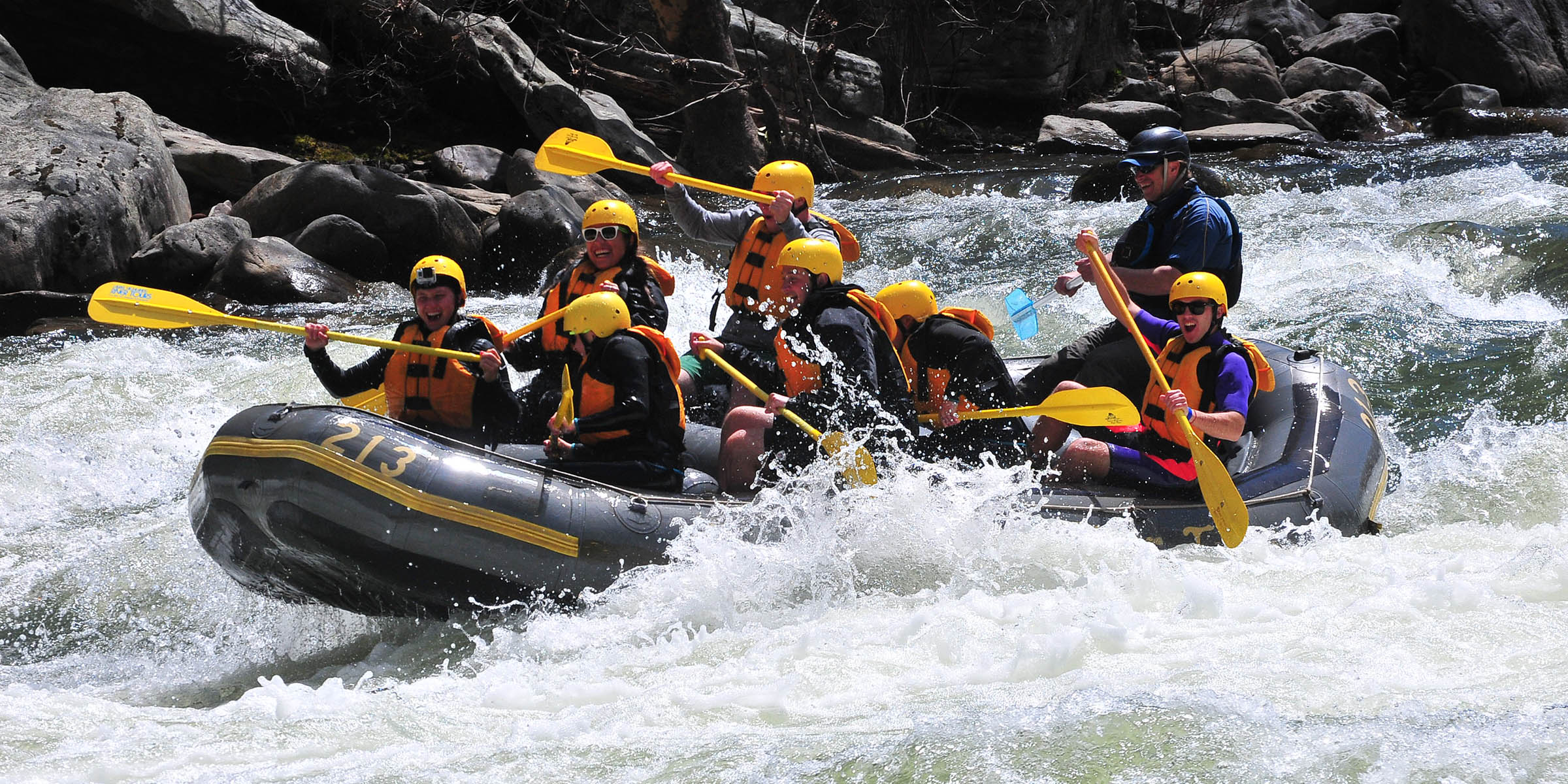 students rafting 