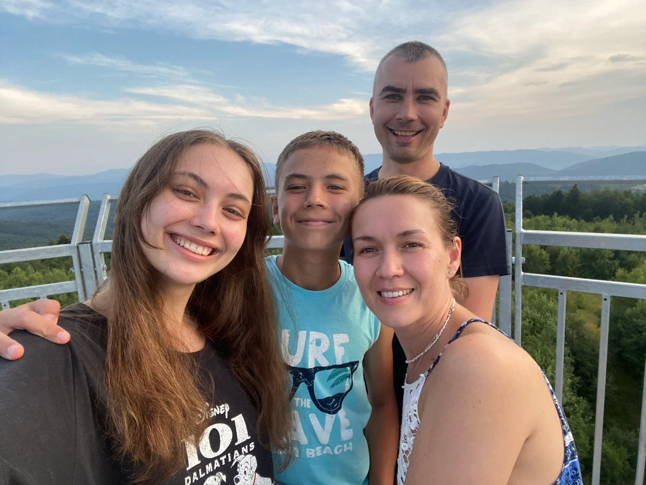 Marta Trembetska with her family in Ukraine.