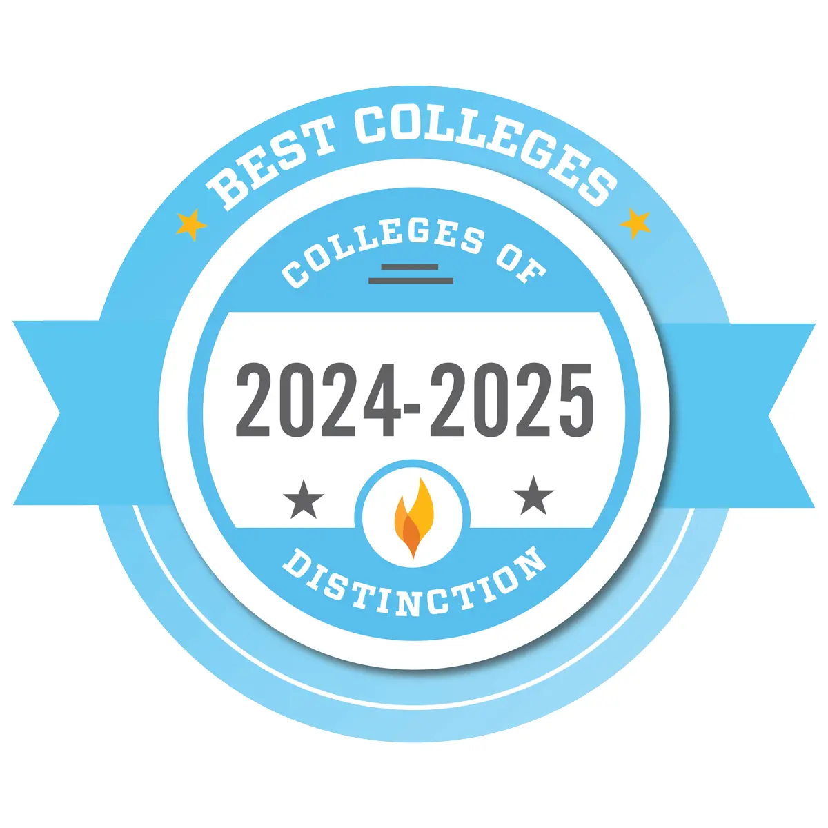 A logo design for the "Best Colleges of Distinction 2024-2025" award.