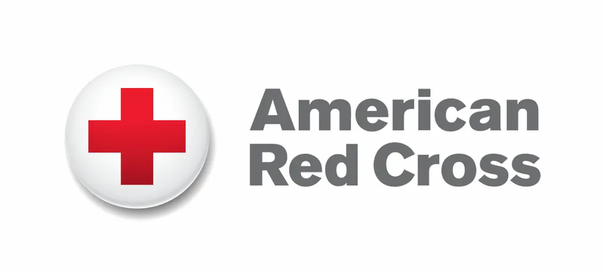 Logo of the American Red Cross featuring a red cross symbol and the organization’s name.